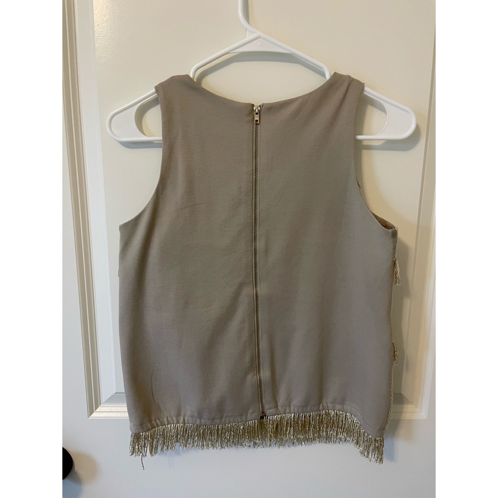 Anthropologie Sunday in Brooklyn Gold Fringe Top - Picture 2 of 8